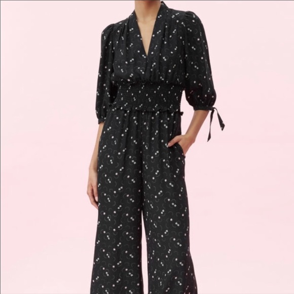 Rebecca Taylor Pants - Rebecca Taylor Floral Blouson-Sleeve Jumpsuit